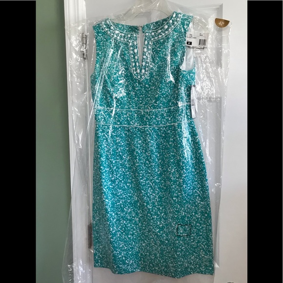 NWT Tahari ASL Petite Dress Turquoise Size 4P - Picture 3 of 8